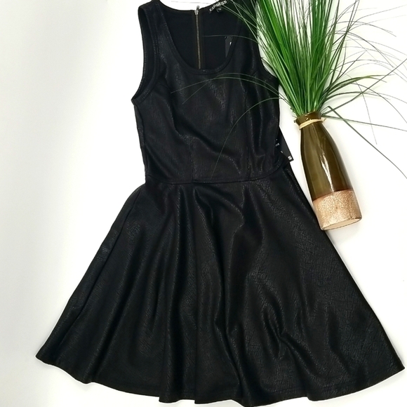 Express Faux Leather-Look Metallic & Flare Dress - Picture 1 of 11